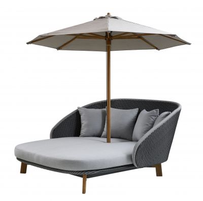 Classic Parasol Sonnenschirm Cane-Line niedrig für Peacock daybed H 229 x Ø 240 cm